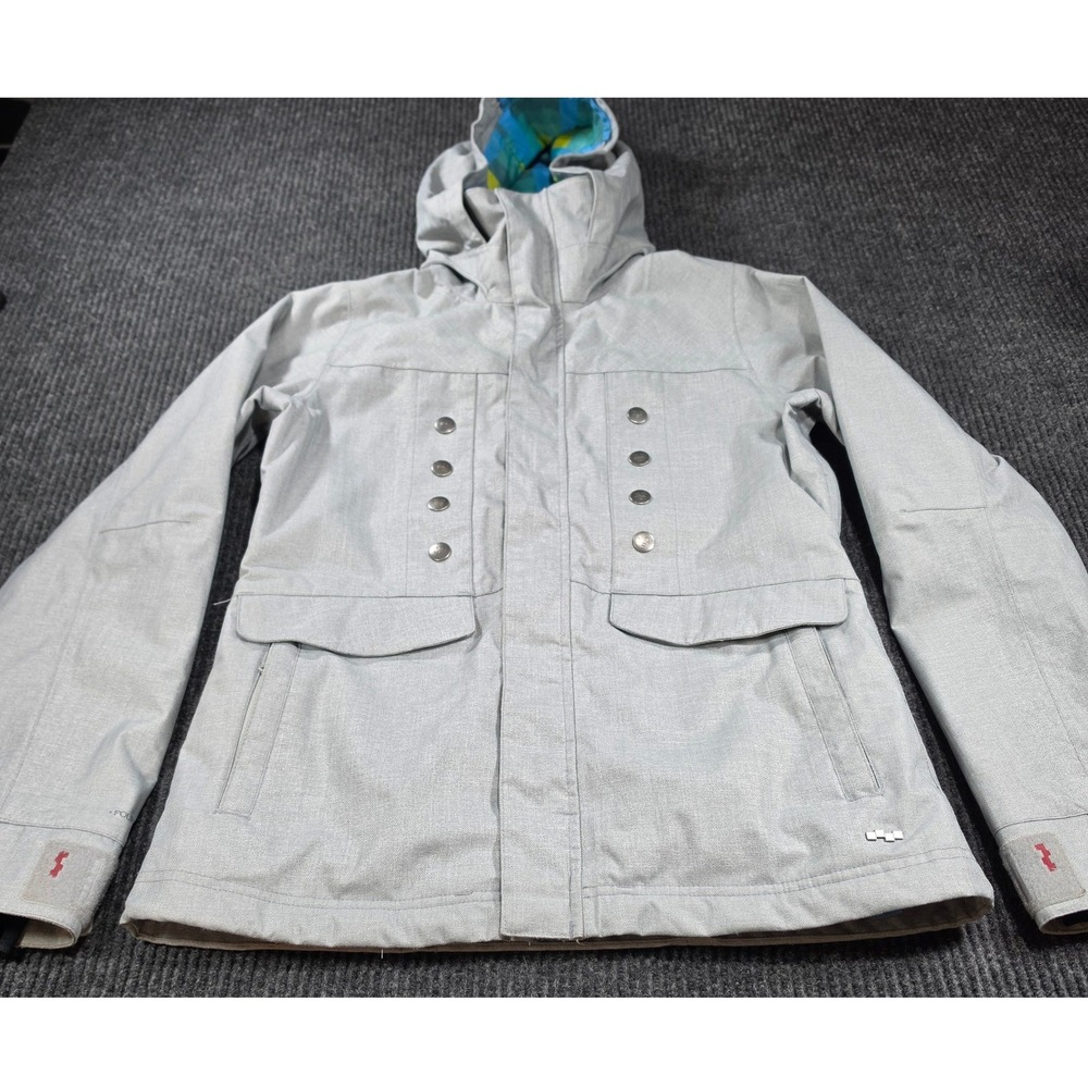 Foursquare Snowboard Jacket Kids Small Gray Excellent Removable Liner Vented